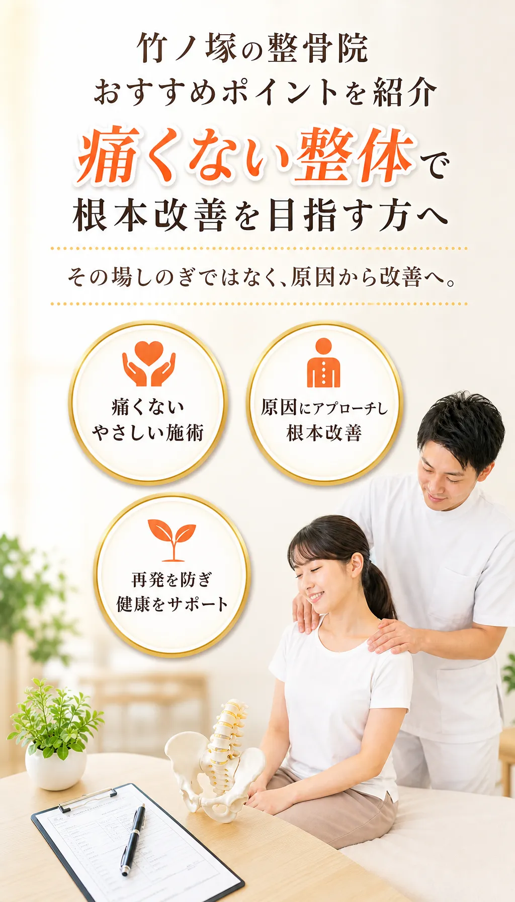 竹ノ塚の整骨院で安心して整体を受ける親子と施術者のイメージ