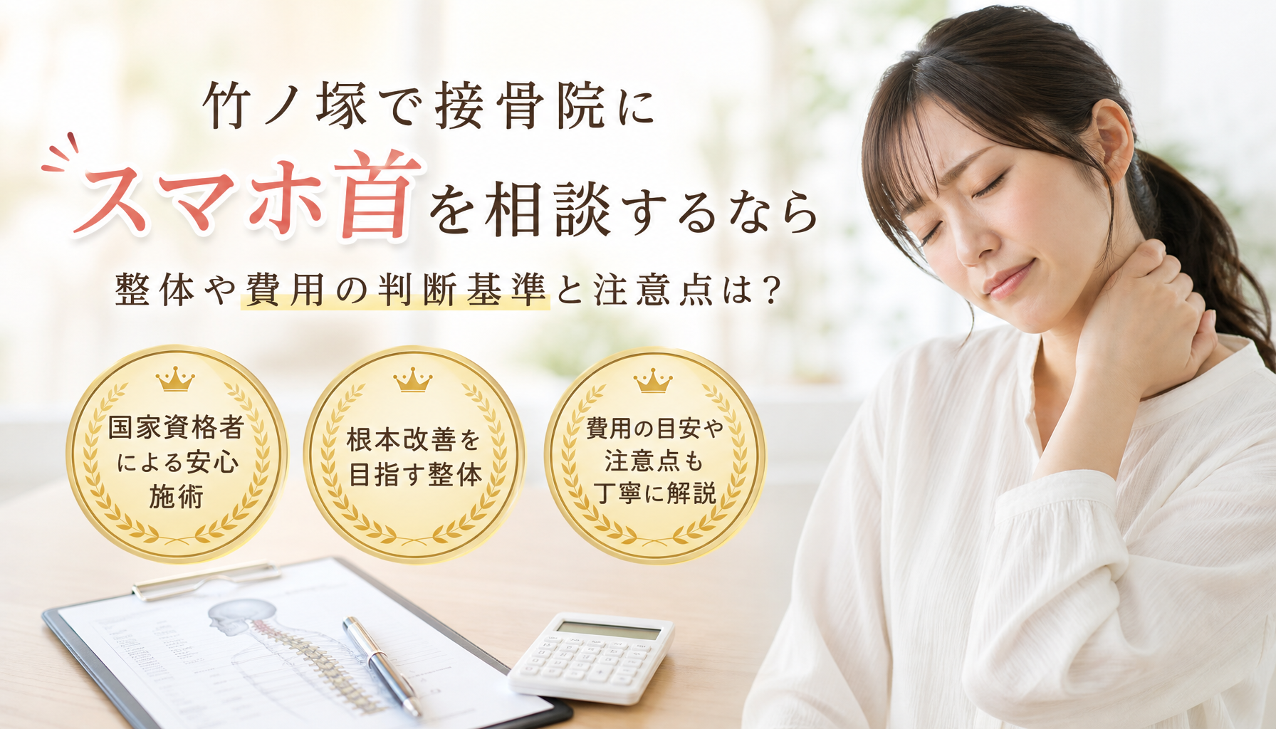 竹ノ塚で接骨院にスマホ首を相談するなら、整体や費用の判断基準と注意点は？