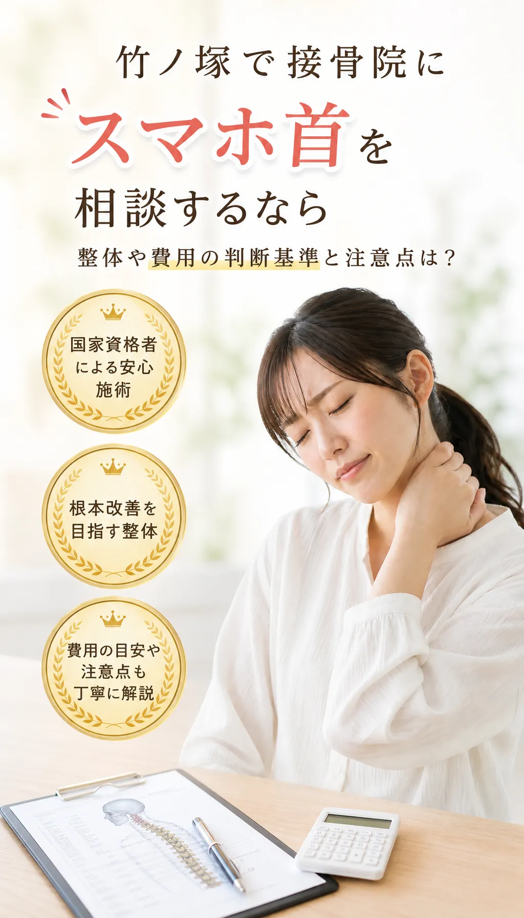 スマホ首や首こりに悩む人のイメージ写真