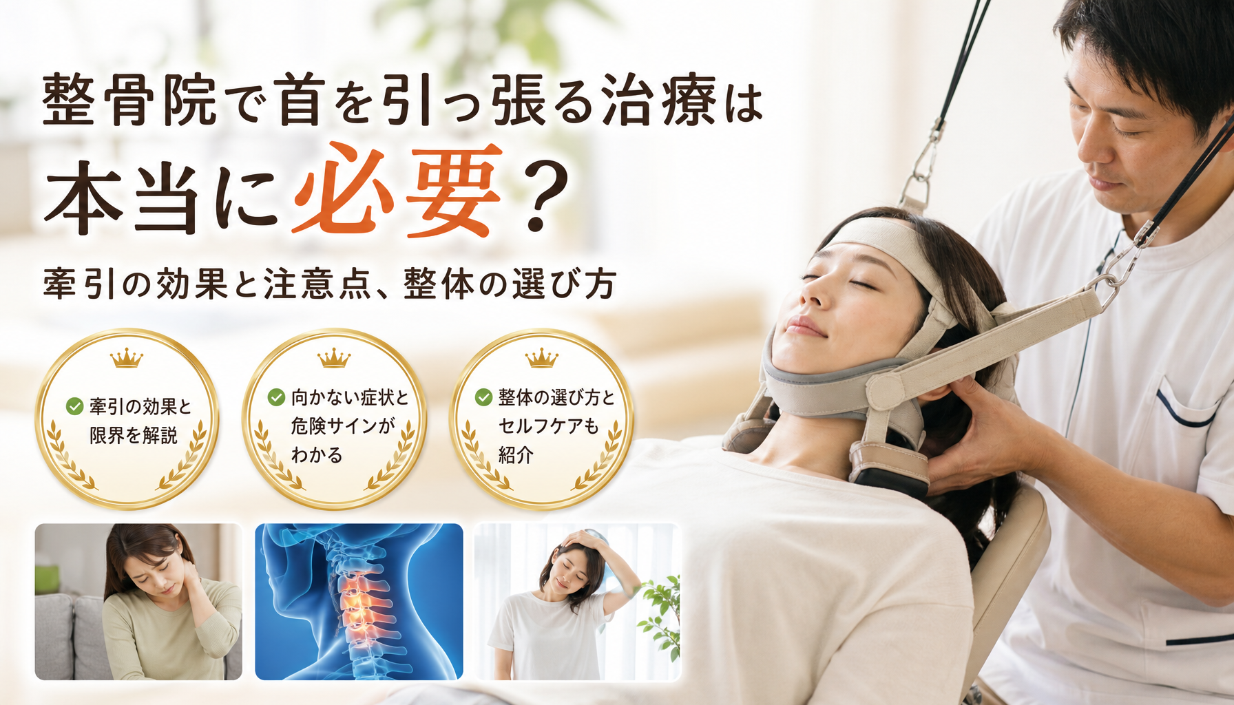 整骨院で首を引っ張る治療は本当に必要？牽引の効果と注意点、整体の選び方