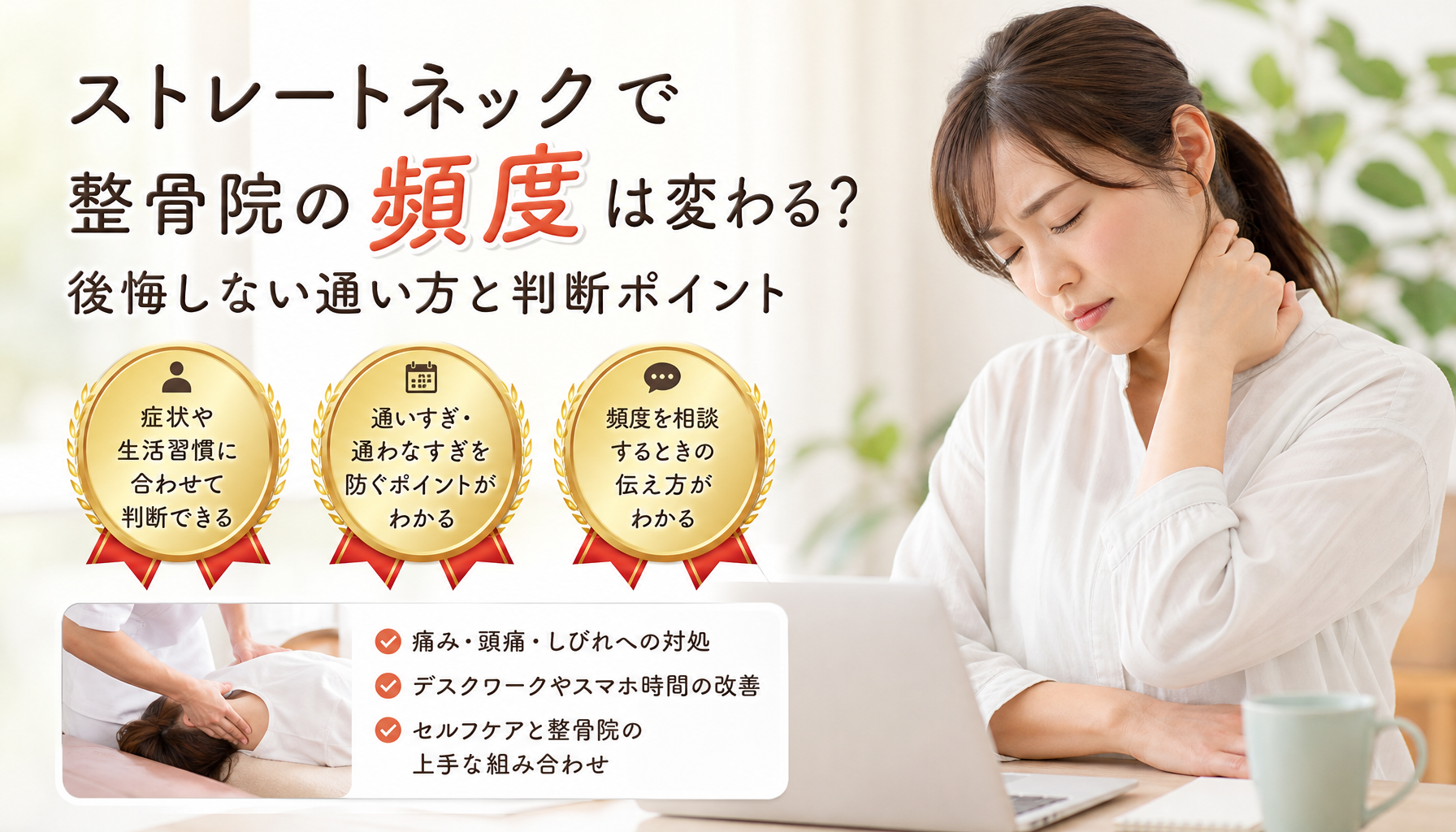 ストレートネックで整骨院の頻度は変わる？後悔しない通い方と判断ポイント