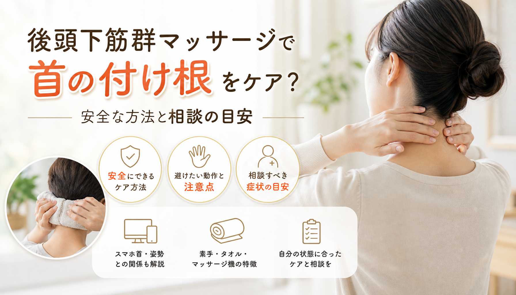後頭下筋群マッサージで首の付け根をケア？安全な方法と相談の目安