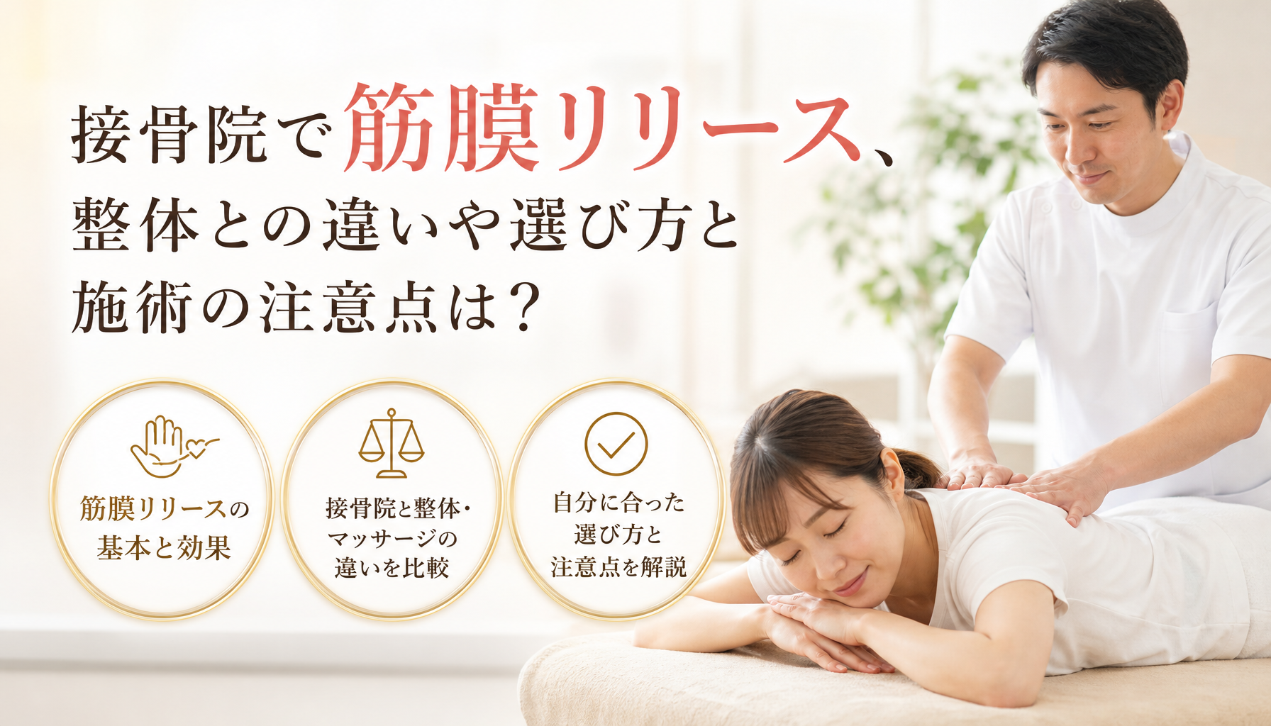 接骨院で筋膜リリース、整体との違いや選び方と施術の注意点は？