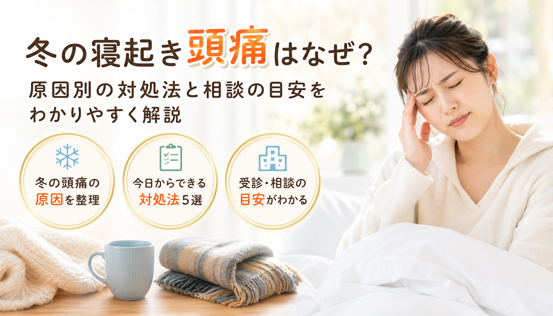 冬の寝起き頭痛はなぜ？原因別の対処法と相談の目安をわかりやすく解説
