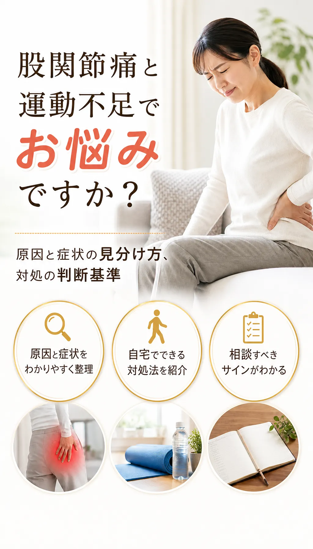 股関節痛と運動不足に悩む人をケアする接骨院の施術イメージ写真
