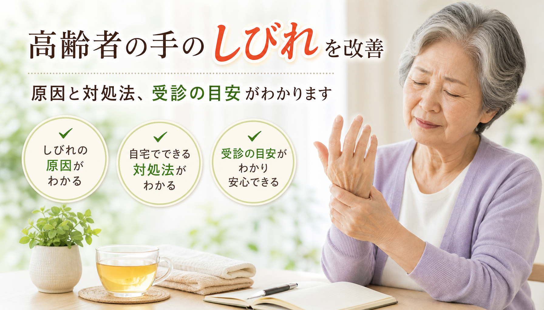 高齢者の手のしびれを改善、原因と対処法、受診の目安がわかりますか？