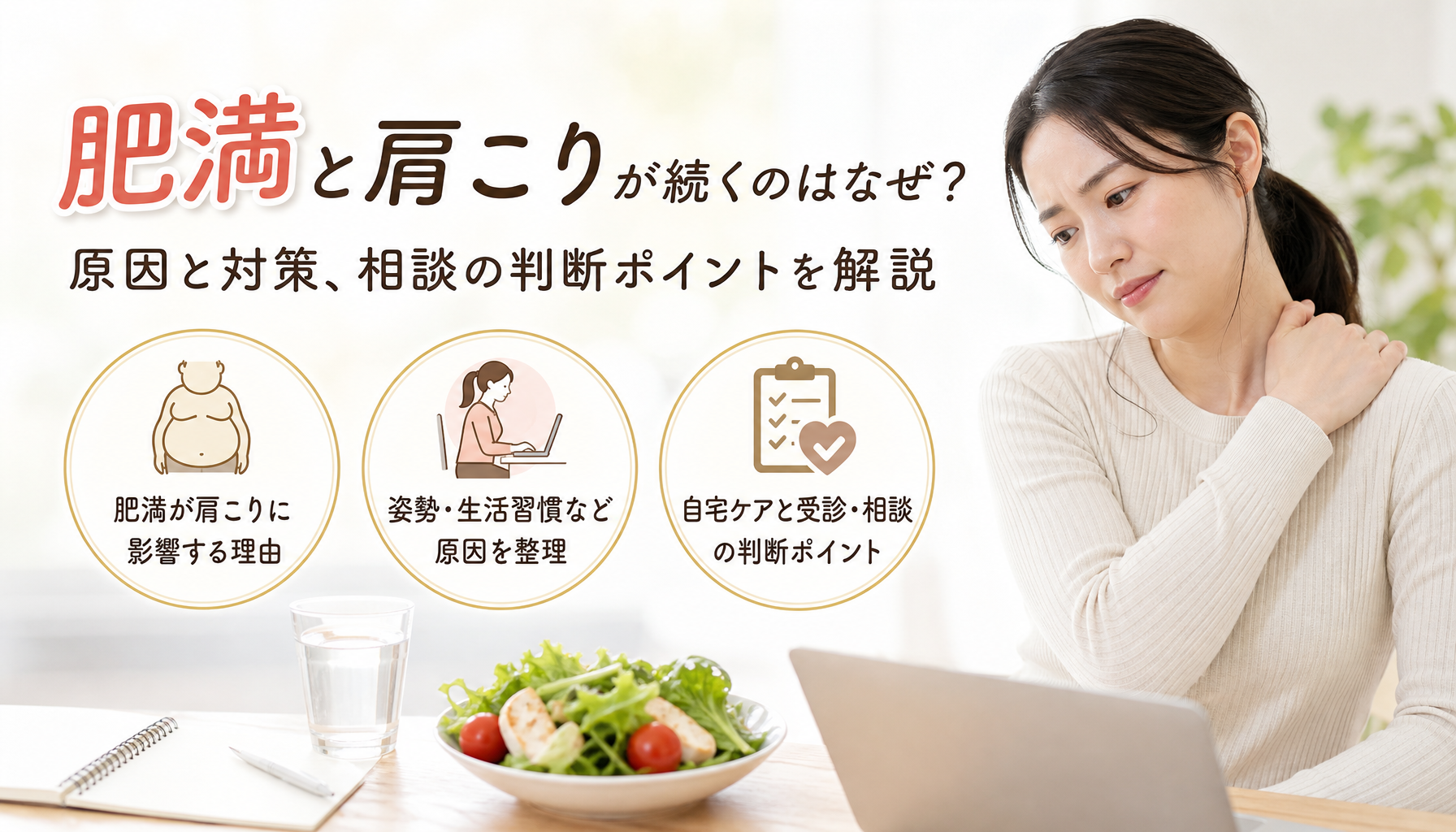 肥満と肩こりが続くのはなぜ？原因と対策、相談の判断ポイントを解説