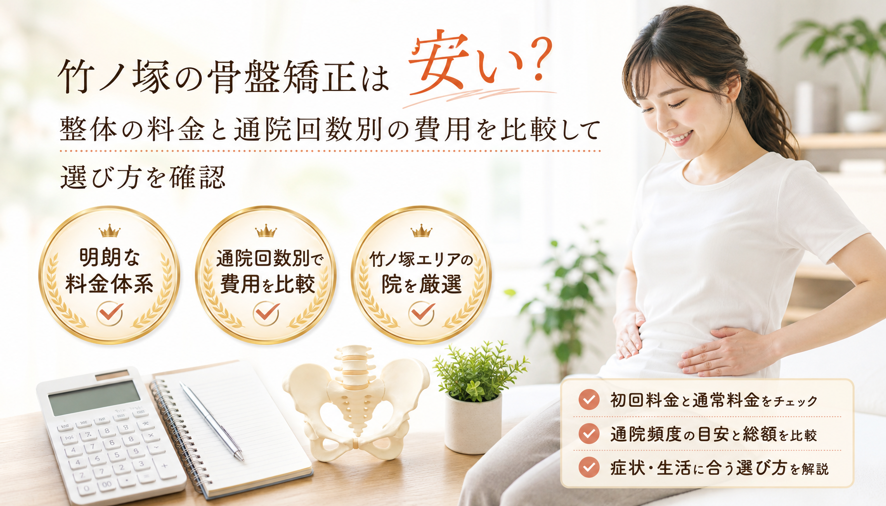 竹ノ塚の骨盤矯正は安い？整体の料金と通院回数別の費用を比較して選び方を確認