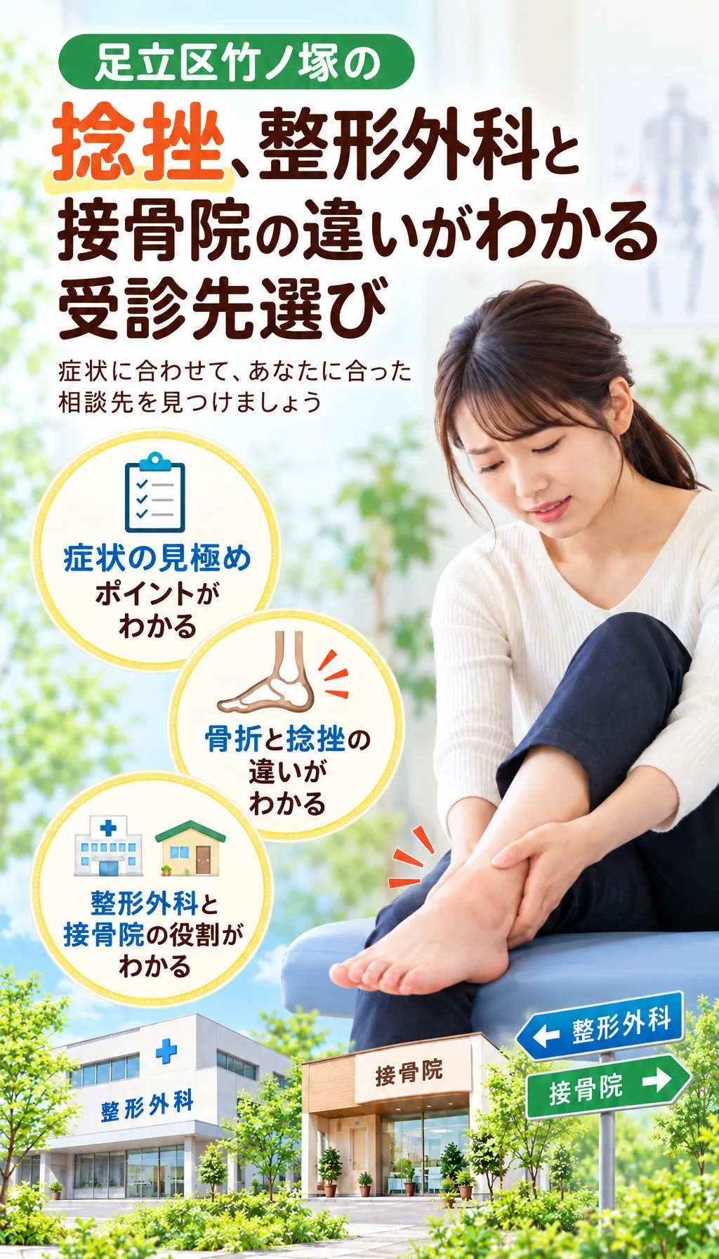 足立区竹ノ塚周辺で足首の捻挫に悩み相談先を探す人のイメージ写真